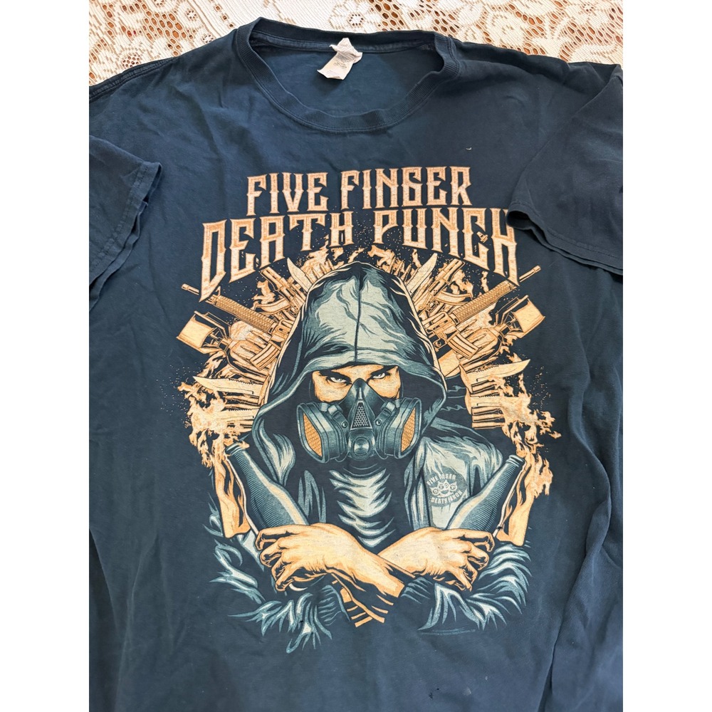 Five Finger Death Punch Boots and Blood Graphic T-Shirt Mens 2XL Black Gildan